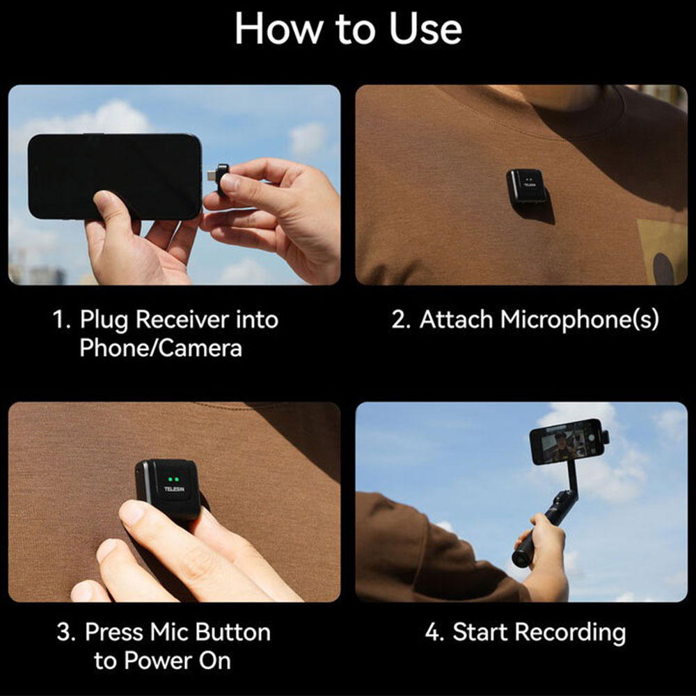 TELESIN Mikrofon Wireless Lavalier 2in1 Bluetooth Magnetic Clip Type C - P5-MCP-14 Gambar produk TELESIN Mikrofon Wireless Lavalier 2in1 Bluetooth Magnetic Clip Type C - P5-MCP-14