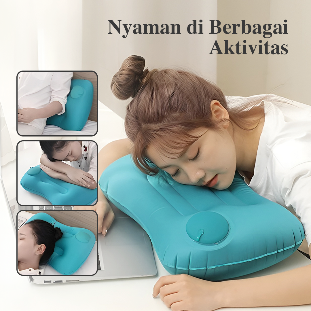 NKE Bantal Angin Portable Travel Inflatable Aeros Pillow - F8057 Gambar produk NKE Bantal Angin Portable Travel Inflatable Aeros Pillow - F8057