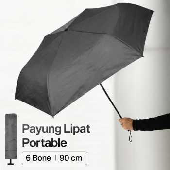 FRRUIWEN Payung Lipat Buka Tutup Manual Full Blackout UV 6 Bone - F-6