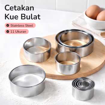 Yuchurey Cetakan Kue Bulat Cookie Ring Cutter Stainless Steel 11 PCS - CH11