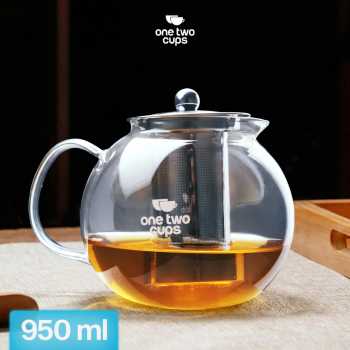 One Two Cups Teko Teh Kaca Borosilikat Saringan Tahan Panas Teapot - BR-352
