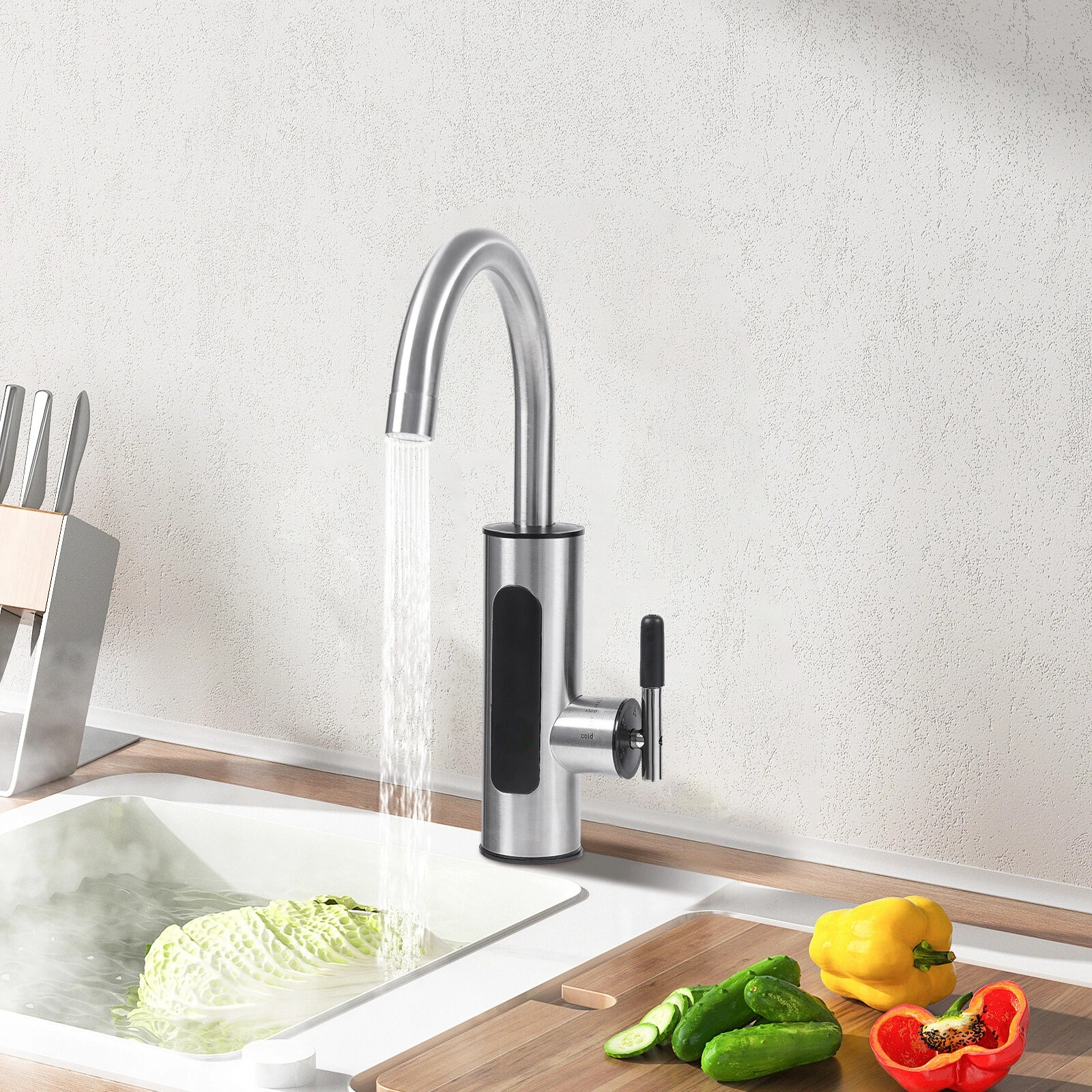 MOJOYCE Pemanas Air Keran Wastafel LCD Switch Hot and Cold 220V 3000W - RY-019 Gambar produk MOJOYCE Pemanas Air Keran Wastafel LCD Switch Hot and Cold 220V 3000W - RY-019