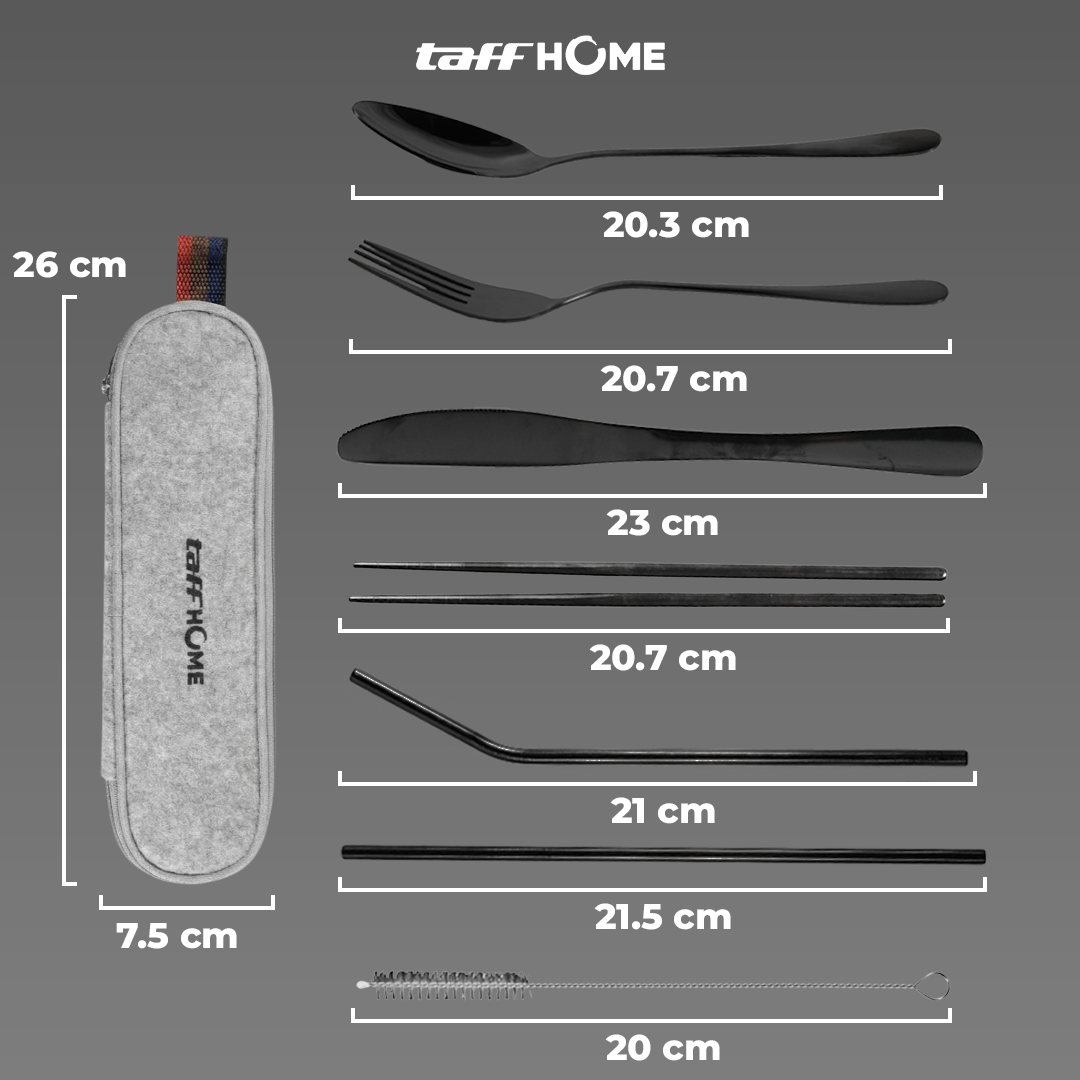 TaffHOME Set Perlengkapan Makan Sendok Garpu Pisau Sumpit Sedotan - EA02300 Gambar produk TaffHOME Set Perlengkapan Makan Sendok Garpu Pisau Sumpit Sedotan - EA02300