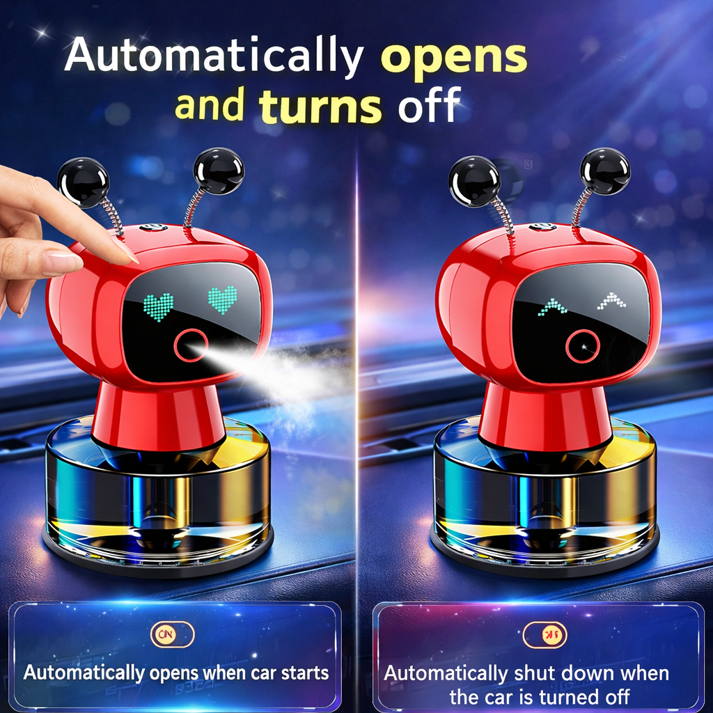 LANXUAN Parfum Mobil Robot AI Air Freshener 4 Mode Spray Aromatherapy - AF015 Gambar produk LANXUAN Parfum Mobil Robot AI Air Freshener 4 Mode Spray Aromatherapy - AF015