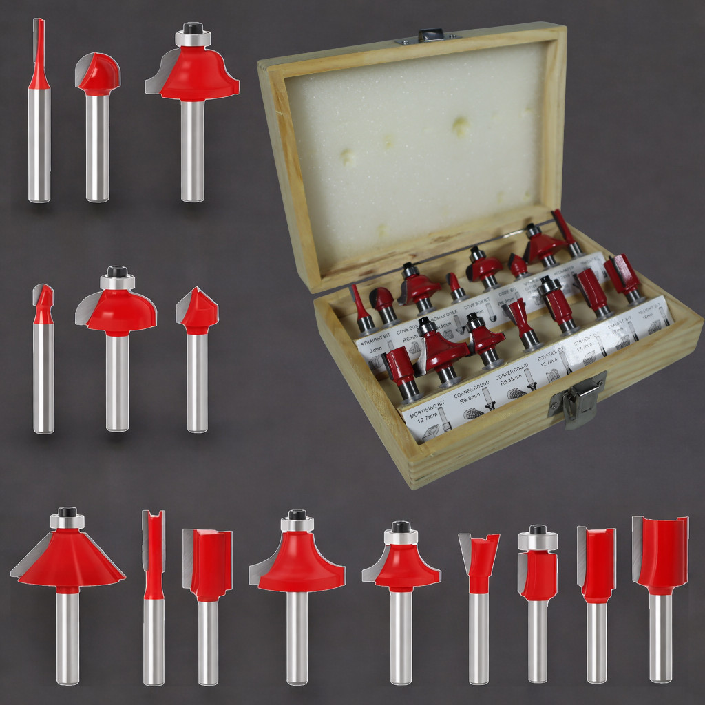 RCT Mata Bor Tungsten Carbide Router Bit Woodworking 8mm 15 PCS - RCT-15 Gambar produk RCT Mata Bor Tungsten Carbide Router Bit Woodworking 8mm 15 PCS - RCT-15