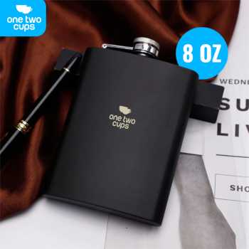 One Two Cups Botol Hip Flask Wine Whiskey Stainless Steel Plastic Cap - B-86