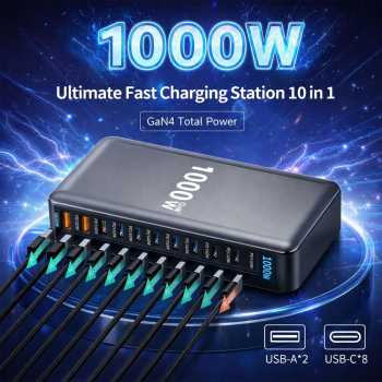 Gambar produk STONEGO Charger Station Fast Charging 10 Port USB Type C GaN3 1000W - YMX-1000W