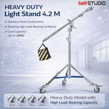TaffSTUDIO Light Stand Tripod Studio Heavy Duty 4.2M with Boom Arm - 420FS
