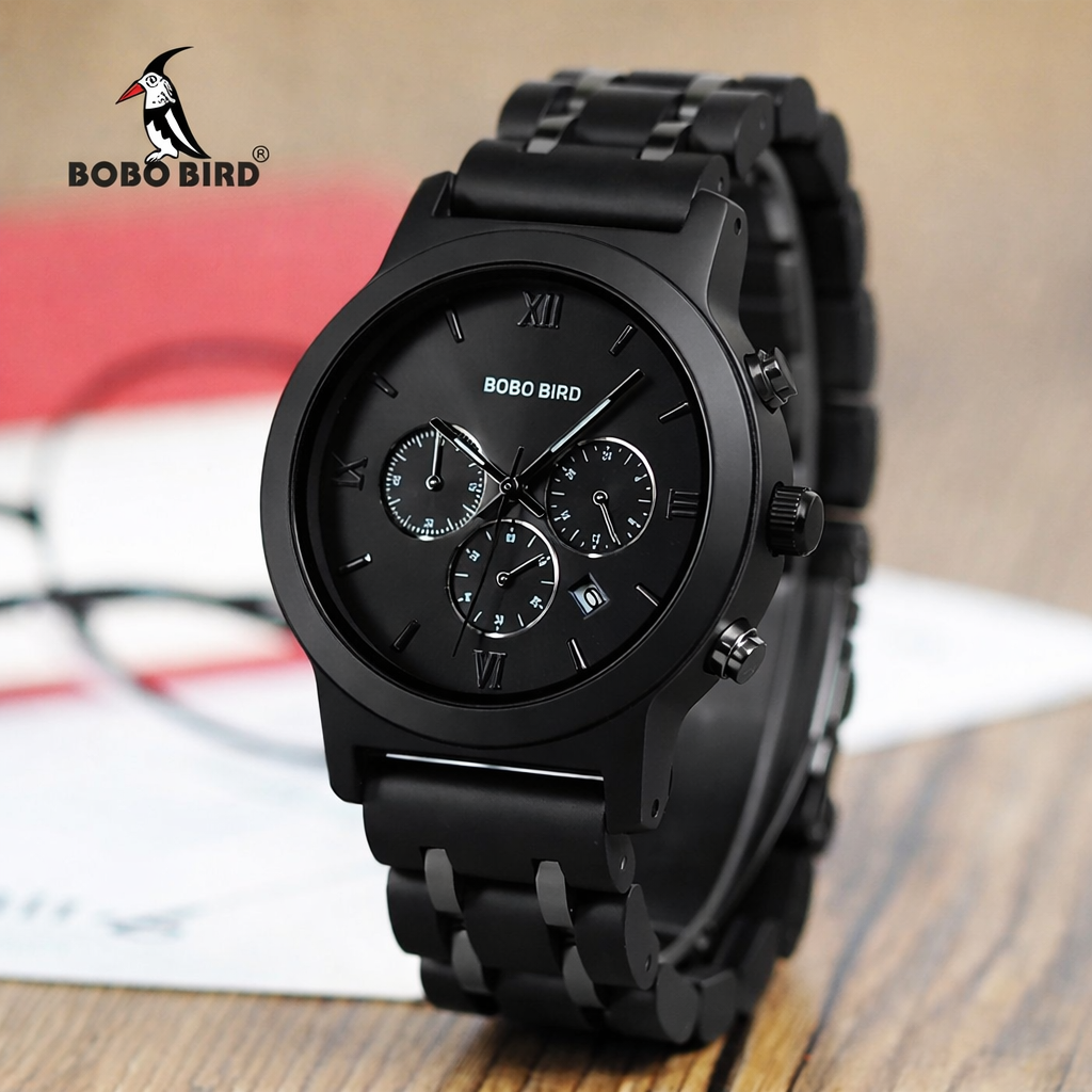 BOBO BIRD Jam Tangan Kayu Analog Pria - P19 Gambar produk BOBO BIRD Jam Tangan Kayu Analog Pria - P19