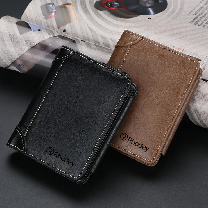 Rhodey Dompet Pria Bahan Kulit Elegant Leather Wallet - D9159 Gambar produk Rhodey Dompet Pria Bahan Kulit Elegant Leather Wallet - D9159