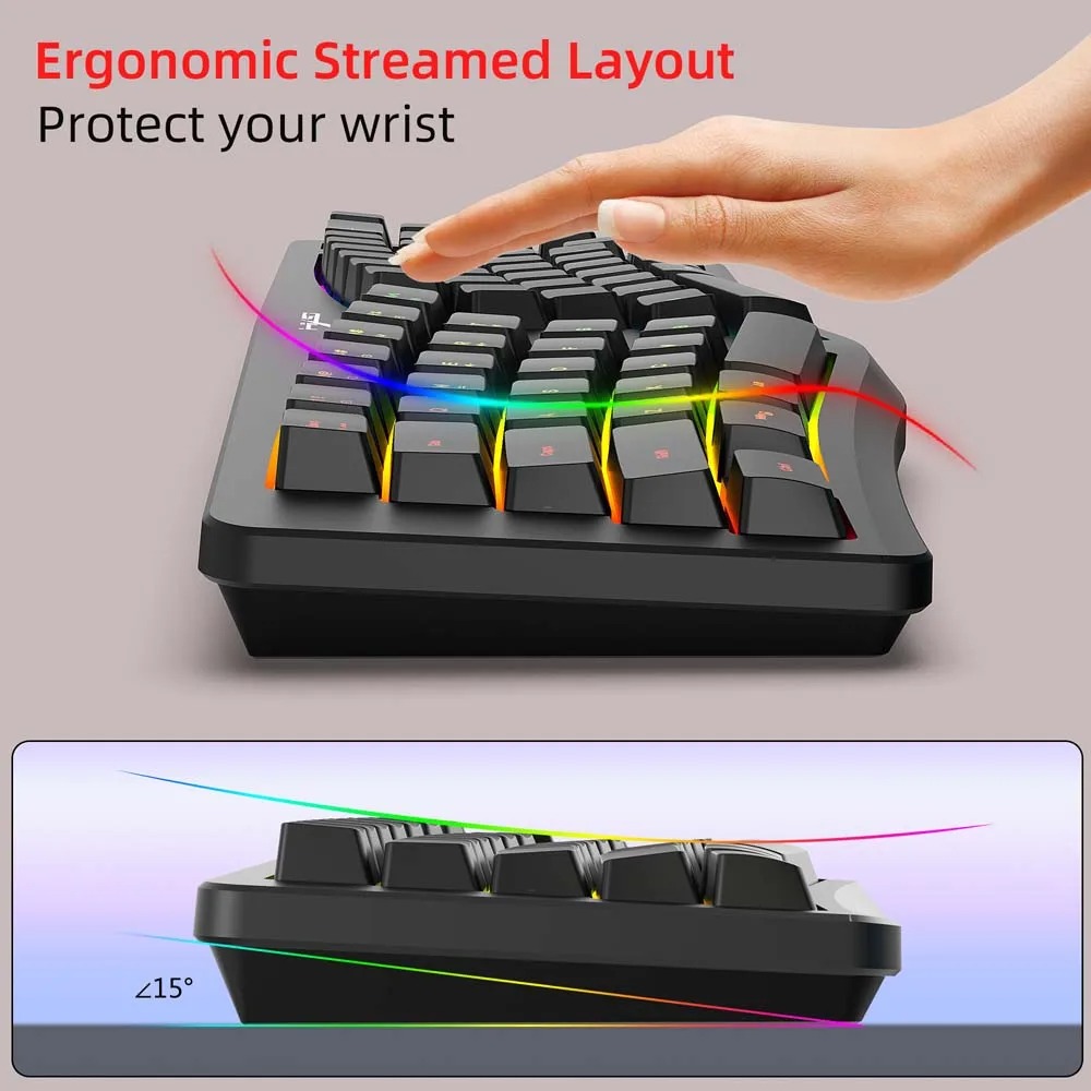 LUXGLOW Keyboard Gaming RGB Mechanical Feel Ergonomic 69 Key USB Wired - G131 Gambar produk LUXGLOW Keyboard Gaming RGB Mechanical Feel Ergonomic 69 Key USB Wired - G131