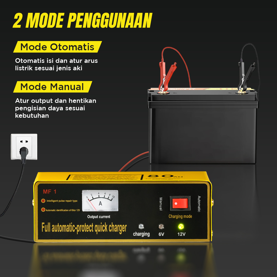 UrbanRoad Charger Aki Mobil Motor Intelligent Battery Charger 6V/12V - MF1 Gambar produk UrbanRoad Charger Aki Mobil Motor Intelligent Battery Charger 6V/12V - MF1
