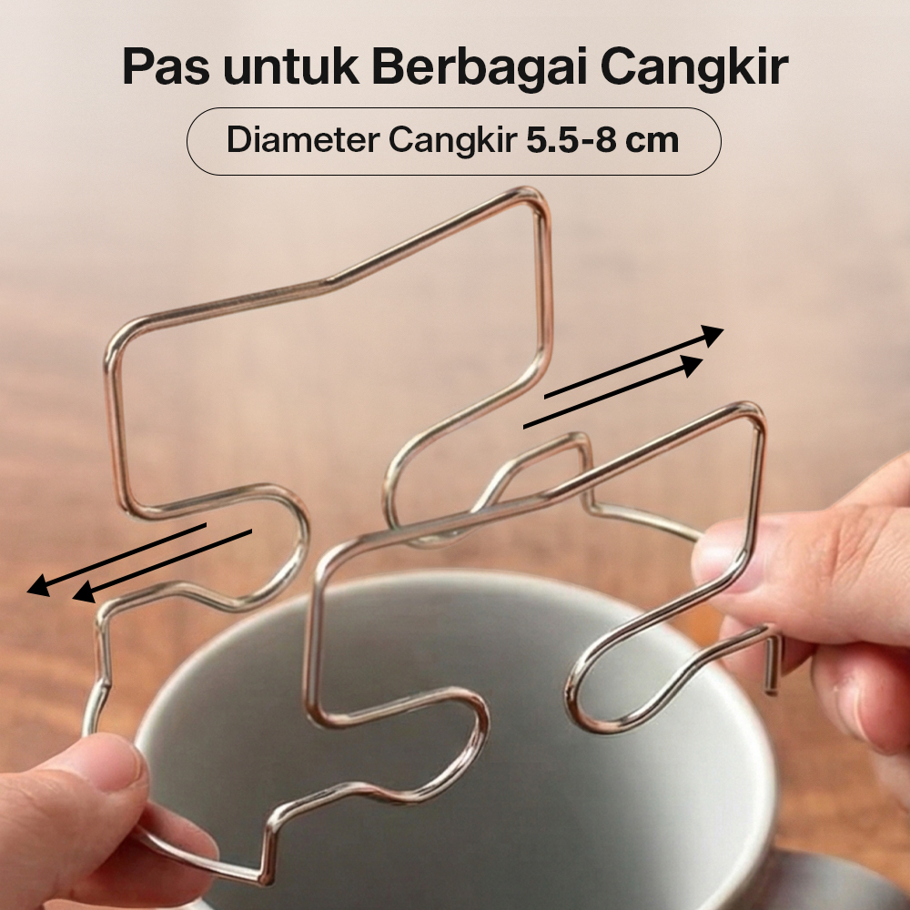 HOLDI Coffee Drip Bag Holder Kertas Penyaring Kopi Stainless Steel 304 - P-020 Gambar produk HOLDI Coffee Drip Bag Holder Kertas Penyaring Kopi Stainless Steel 304 - P-020
