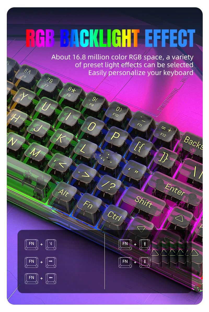 ZYOLANG Keyboard Gaming Wired Mechanical Blue Switches 68 Keys - K60 Gambar produk ZYOLANG Keyboard Gaming Wired Mechanical Blue Switches 68 Keys - K60