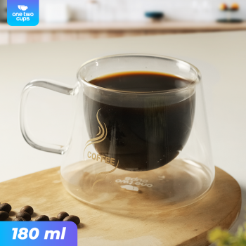 Gambar produk One Two Cups Cangkir Kopi Kaca Tahan Panas Double Wall Cup 180ml - DOME240