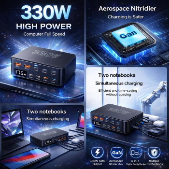 Gambar produk IHDAPP Charger Station Portable Fast Charging USB Type C 10 Port 330W - YFY-330C