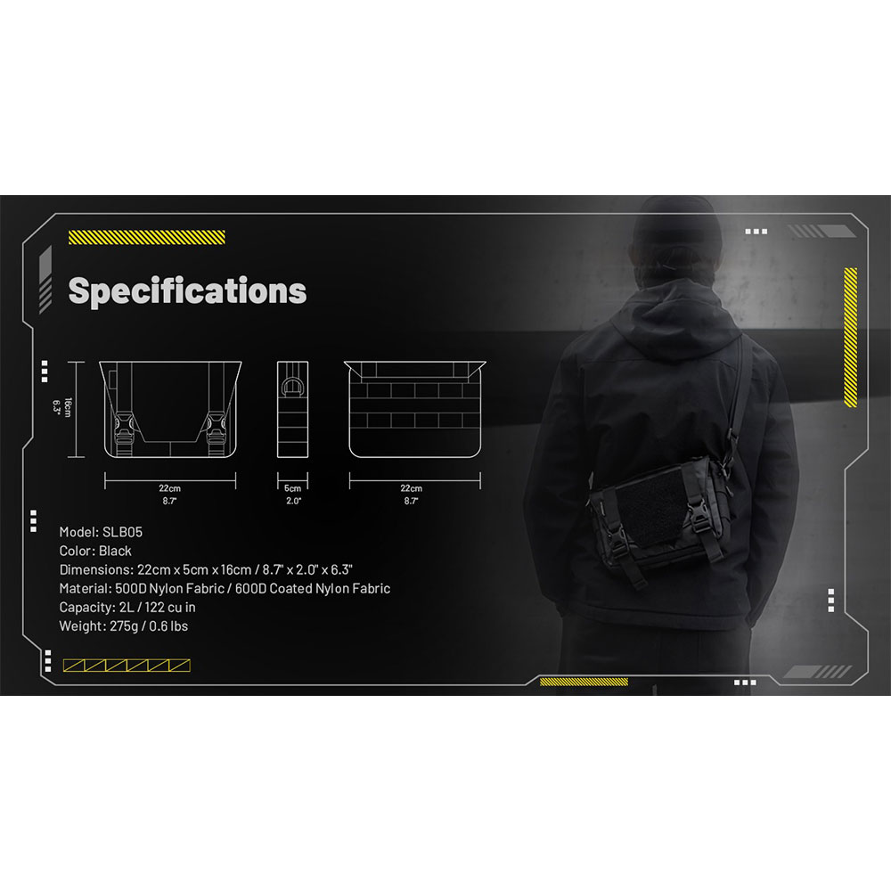 NITECORE Tas Sling Bag Tactical Modular Lightweight 500D Nylon 2L - SLB05 Gambar produk NITECORE Tas Sling Bag Tactical Modular Lightweight 500D Nylon 2L - SLB05
