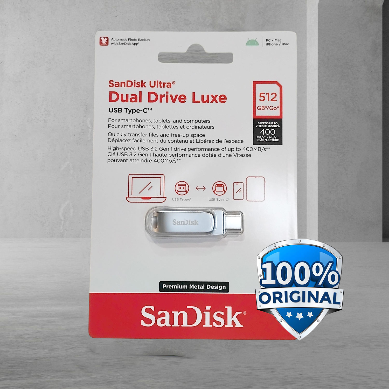 Gambar produk SanDisk Ultra Dual Drive Luxe USB Type C 3.1/3.2 Gen 1 512GB - SDDDC4