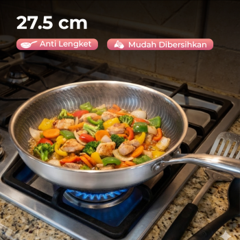 YS Cookware Wajan Penggorengan Frying Pan Stainless Steel Anti Lengket - 316