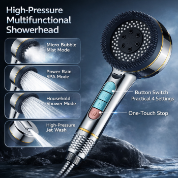 Gambar produk CAVIE Kepala Shower Mandi High Pressure 4 Mode Filter KDF PP - CV-4