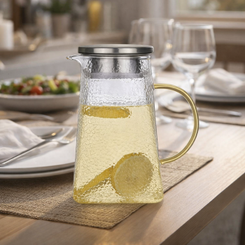 Kashi Teko Pitcher Kaca Tahan Panas Api Borosilicate Water Jug 1.8L - KS001 - Transparent