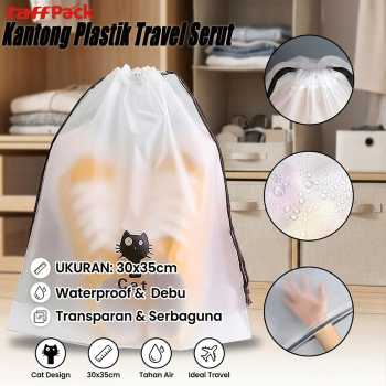 TaffPACK Kantong Plastik Travel Serut Drawstring Pouch 30x35cm 1 PCS - VB-71