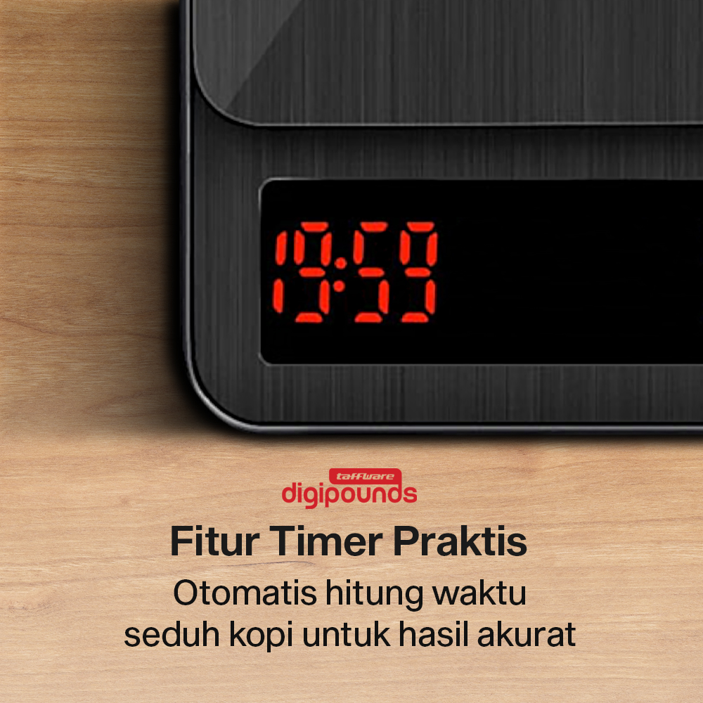 Taffware Digipounds Timbangan Kopi Digital Timer Coffee Scale 3000g-0.1g - TSC3/5/10 Gambar produk Taffware Digipounds Timbangan Kopi Digital Timer Coffee Scale 3000g-0.1g - TSC3/5/10