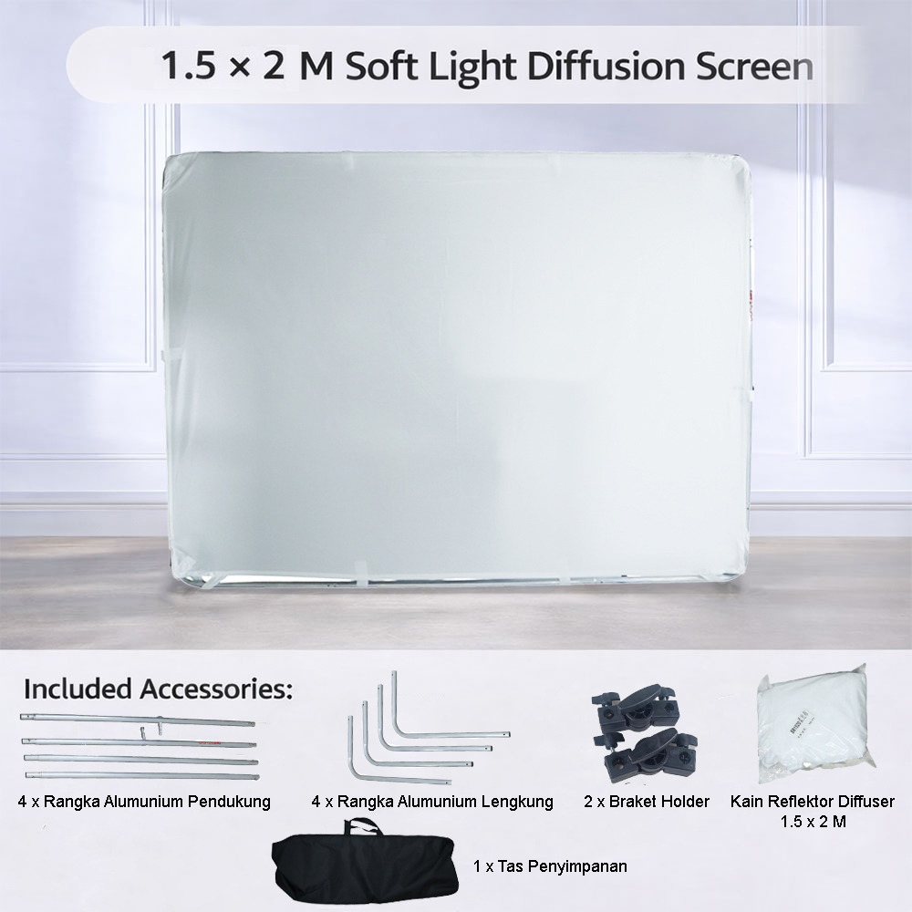 TaffSTUDIO Reflector Diffuser Soft Light Screen Butterfly Photograpy 1.5x2M - D45 Gambar produk TaffSTUDIO Reflector Diffuser Soft Light Screen Butterfly Photograpy 1.5x2M - D45
