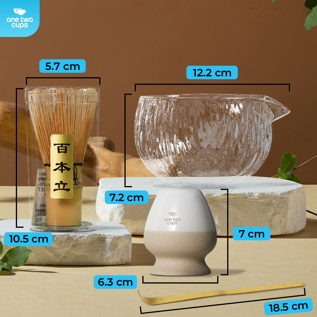 One Two Cups Matcha Set Chawan Chasen Stand Chashaku 470ml 4 PCS - S32 Gambar produk One Two Cups Matcha Set Chawan Chasen Stand Chashaku 470ml 4 PCS - S32