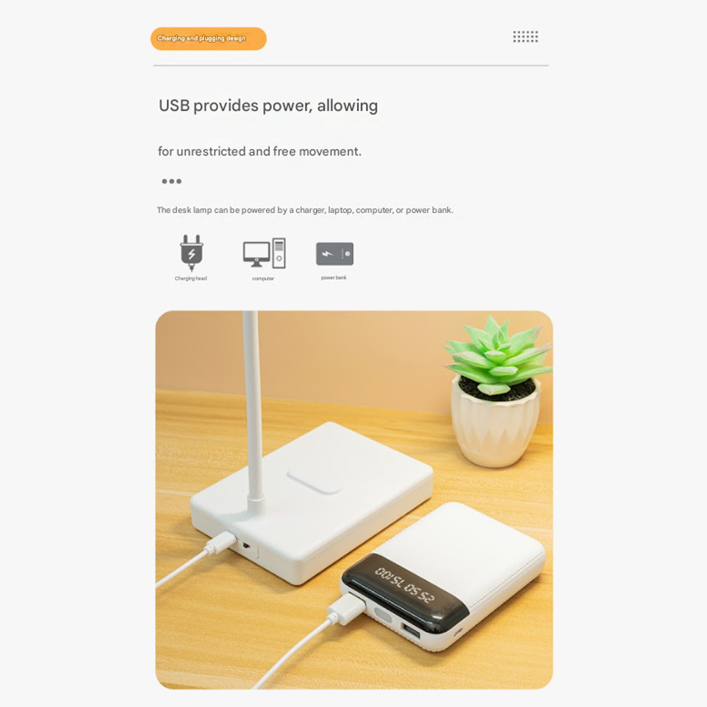 FEIMEI Lampu Meja Belajar Cool White Desk Lamp Plug-in Version - T1902 Gambar produk FEIMEI Lampu Meja Belajar Cool White Desk Lamp Plug-in Version - T1902