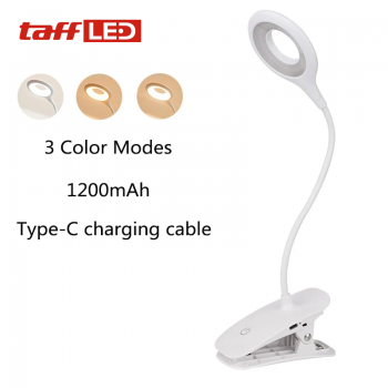 TaffLED Lampu Meja Belajar Jepit LED Night Light 3 Mode Warna 1200mAh - 8102E