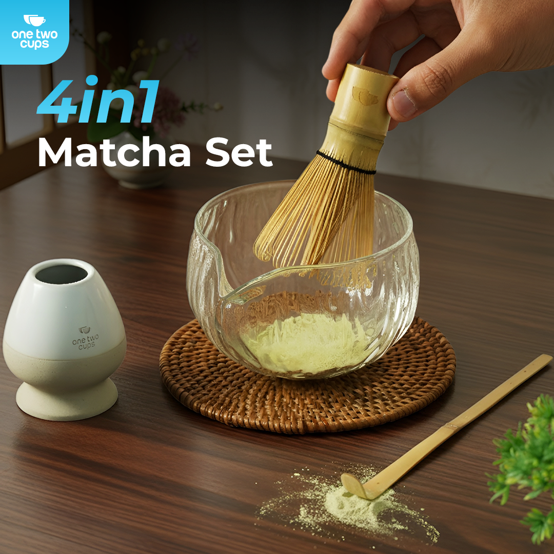 One Two Cups Matcha Set Chawan Chasen Stand Chashaku 470ml 4 PCS - S32 Gambar produk One Two Cups Matcha Set Chawan Chasen Stand Chashaku 470ml 4 PCS - S32