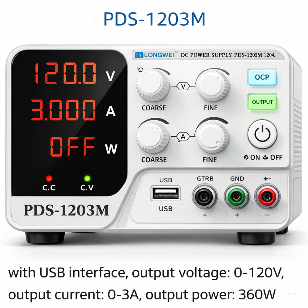 LONG WEI Power Supply Adjustable DC Ammeter Stabilized 120V 3A 360W - PDS-1203M Gambar produk LONG WEI Power Supply Adjustable DC Ammeter Stabilized 120V 3A 360W - PDS-1203M