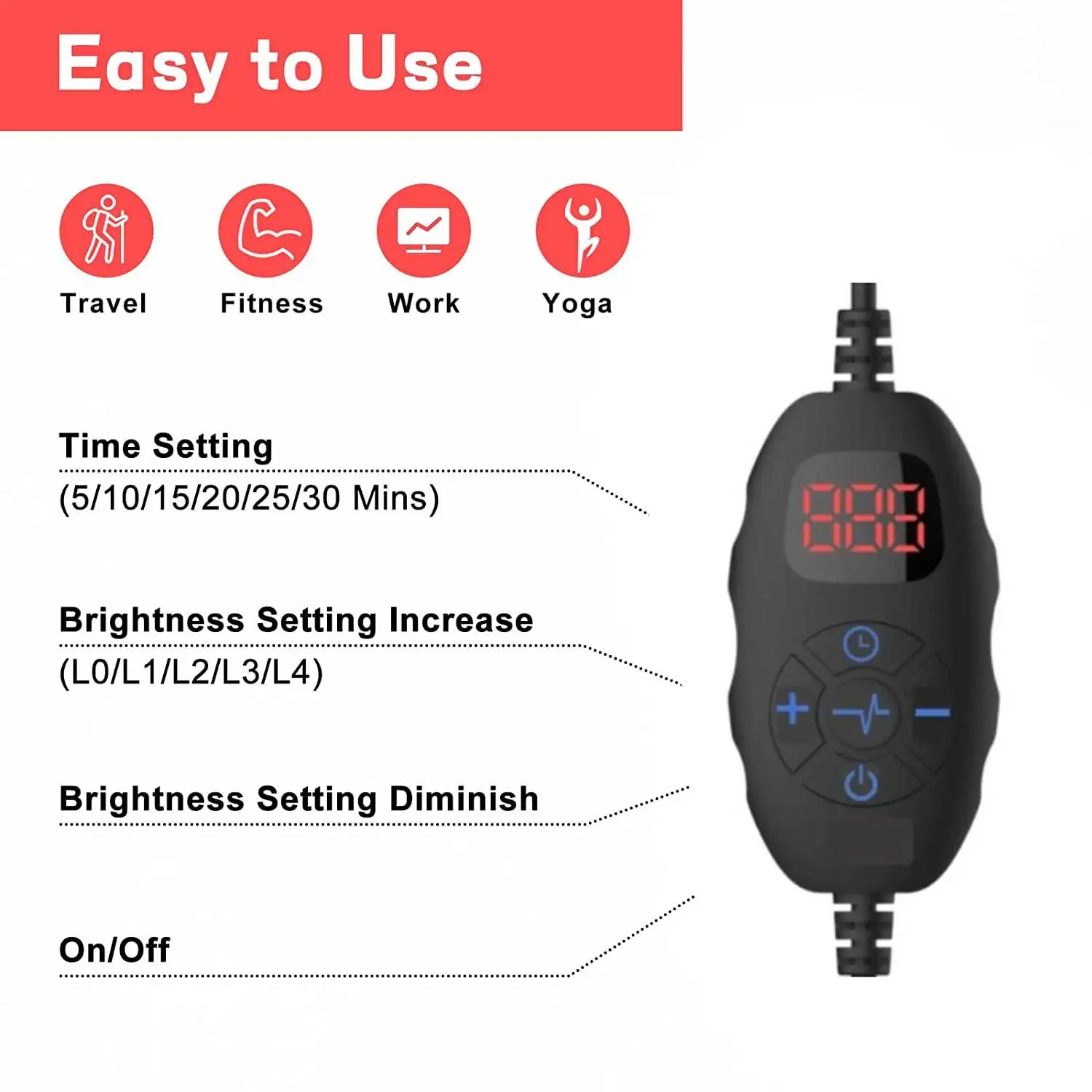 CIM Sabuk Terapi Red Light Belt Waist Wrap Pain USB 660nm 850nm - C-70 Gambar produk CIM Sabuk Terapi Red Light Belt Waist Wrap Pain USB 660nm 850nm - C-70