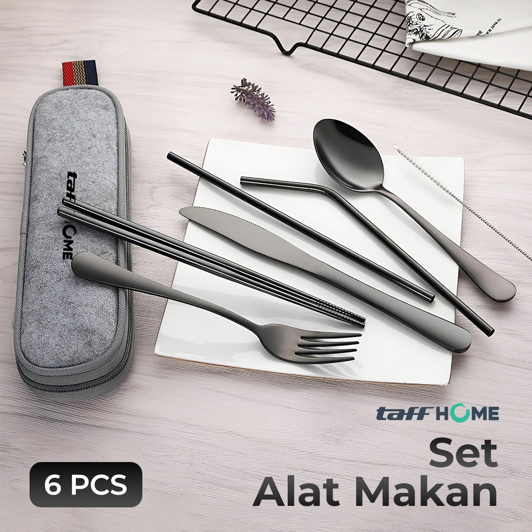 TaffHOME Set Perlengkapan Makan Sendok Garpu Pisau Sumpit Sedotan - EA02300 Gambar produk TaffHOME Set Perlengkapan Makan Sendok Garpu Pisau Sumpit Sedotan - EA02300