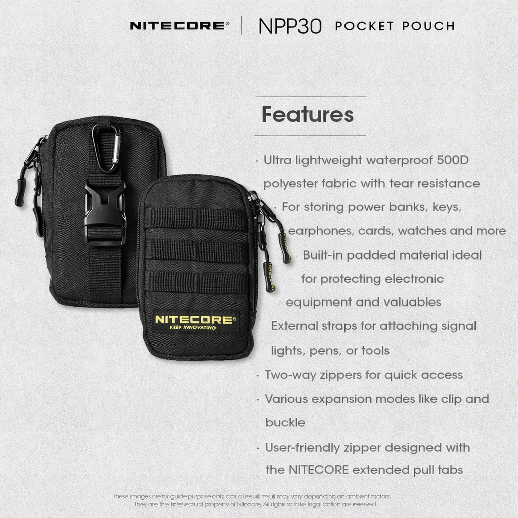 NITECORE Tas Tactical Bag Pouch Mini Waterproof MOLLE 500D Polyester - NPP30 Gambar produk NITECORE Tas Tactical Bag Pouch Mini Waterproof MOLLE 500D Polyester - NPP30