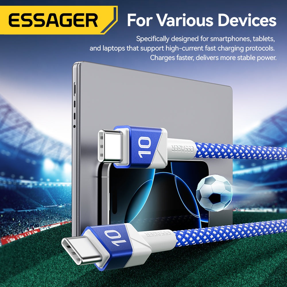 Gambar produk ESSAGER Kabel Data USB Type-C to USB Type-C PD Fast Charging 100W 1M - ES-X79