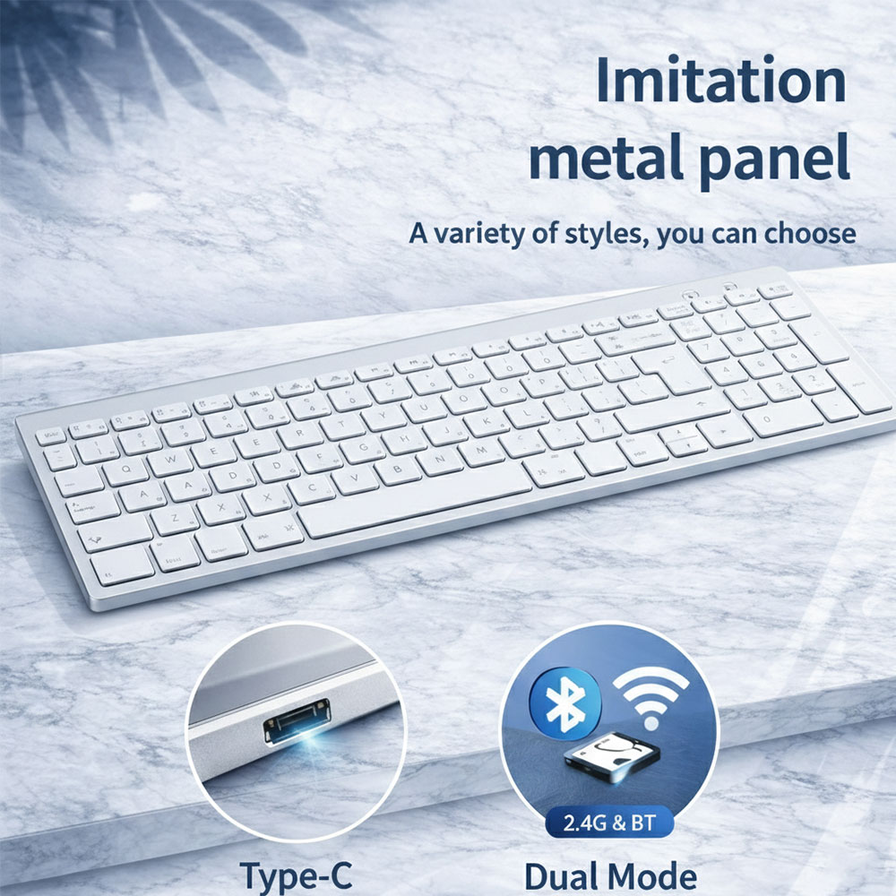 Gambar produk JOMAA Keyboard Dual Wireless Bluetooth 2.4G with Phone Stand Type C - MLD-580
