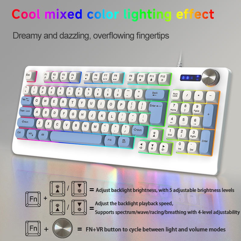 Y-FRUITFUL Keyboard Gaming RGB Mechanical Feel 93 Key USB Wired - G125 Gambar produk Y-FRUITFUL Keyboard Gaming RGB Mechanical Feel 93 Key USB Wired - G125