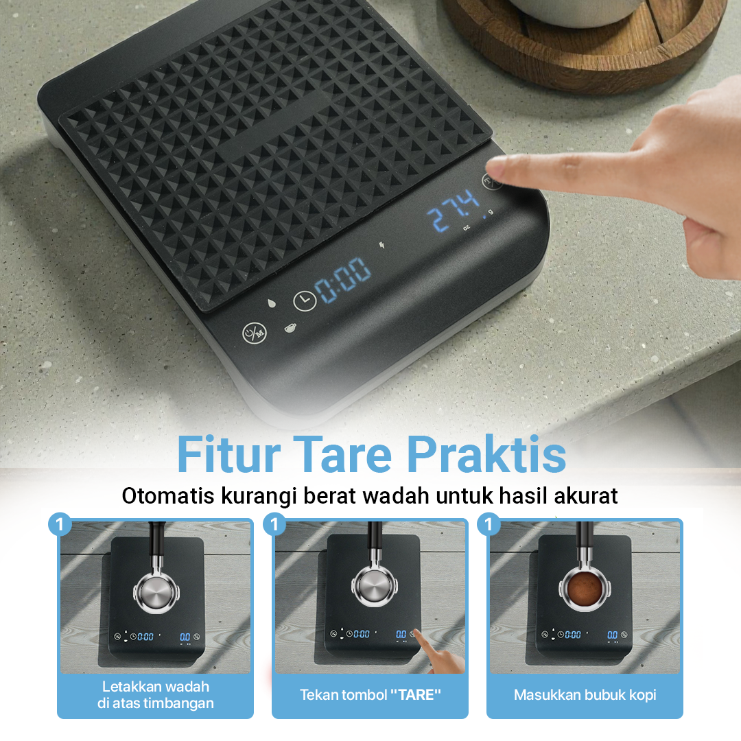 XMARK Timbangan Kopi Digital Coffee Scale Rechargeable 3kg 0.1g - CX-3 Gambar produk XMARK Timbangan Kopi Digital Coffee Scale Rechargeable 3kg 0.1g - CX-3