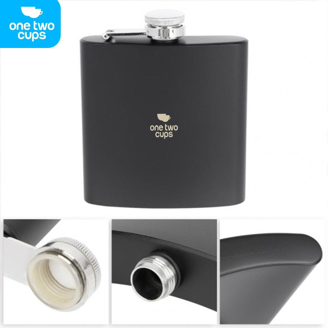 One Two Cups Botol Hip Flask Wine Whiskey Stainless Steel Plastic Cap 8oz - B-86 Gambar produk One Two Cups Botol Hip Flask Wine Whiskey Stainless Steel Plastic Cap 8oz - B-86