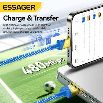 Gambar produk ESSAGER Kabel Data USB Type A to Type C Multifungsi Fast Charging 7A 2M - EXCT-ZQ