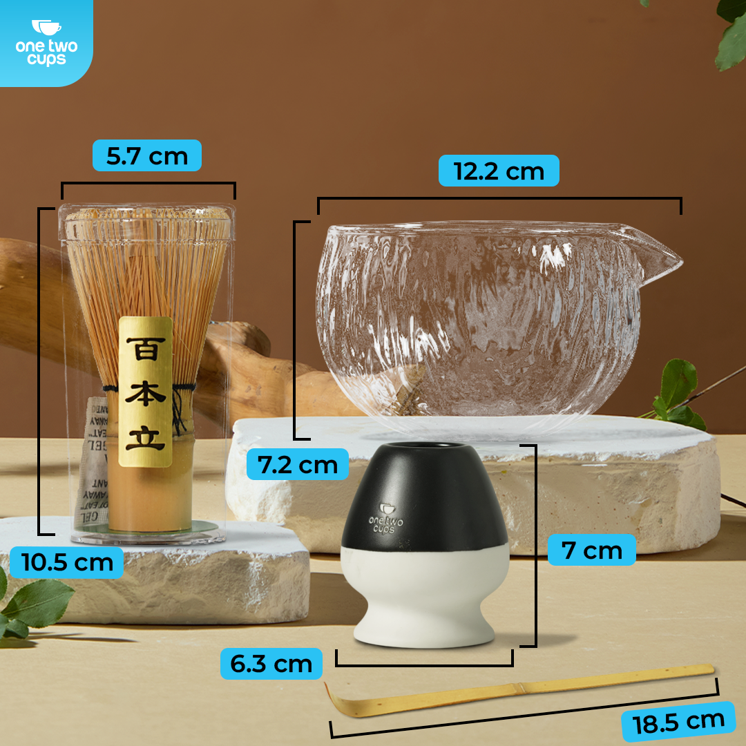 One Two Cups Matcha Set Chawan Chasen Stand Chashaku 470ml 4 PCS - S32 Gambar produk One Two Cups Matcha Set Chawan Chasen Stand Chashaku 470ml 4 PCS - S32
