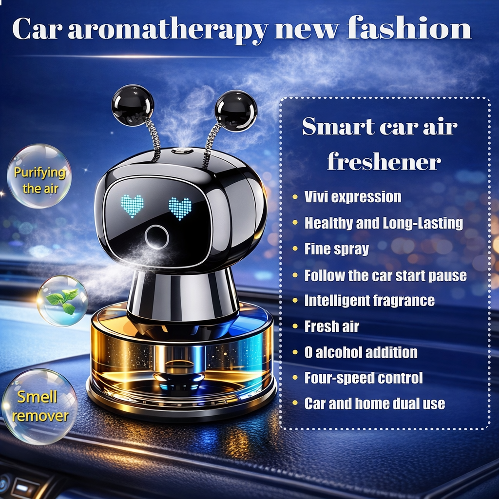 LANXUAN Parfum Mobil Robot AI Air Freshener 4 Mode Spray Aromatherapy - AF015 Gambar produk LANXUAN Parfum Mobil Robot AI Air Freshener 4 Mode Spray Aromatherapy - AF015