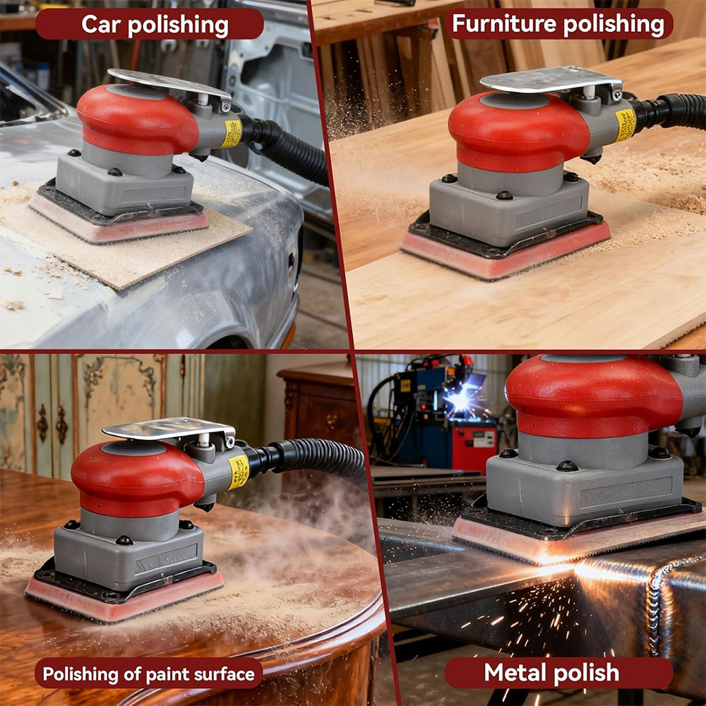 THETWOO Mesin Amplas Angin Air Orbital Sander Pneumatic Square - BG-75100D Gambar produk THETWOO Mesin Amplas Angin Air Orbital Sander Pneumatic Square - BG-75100D