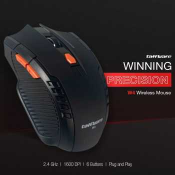 Taffware Mouse Gaming Wireless Optical 2.4GHz Ergonomic 1600DPI - W4