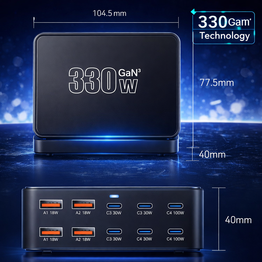 IHDAPP Charger Station Portable Fast Charging USB Type C 10 Port 330W - YFY-330C Gambar produk IHDAPP Charger Station Portable Fast Charging USB Type C 10 Port 330W - YFY-330C