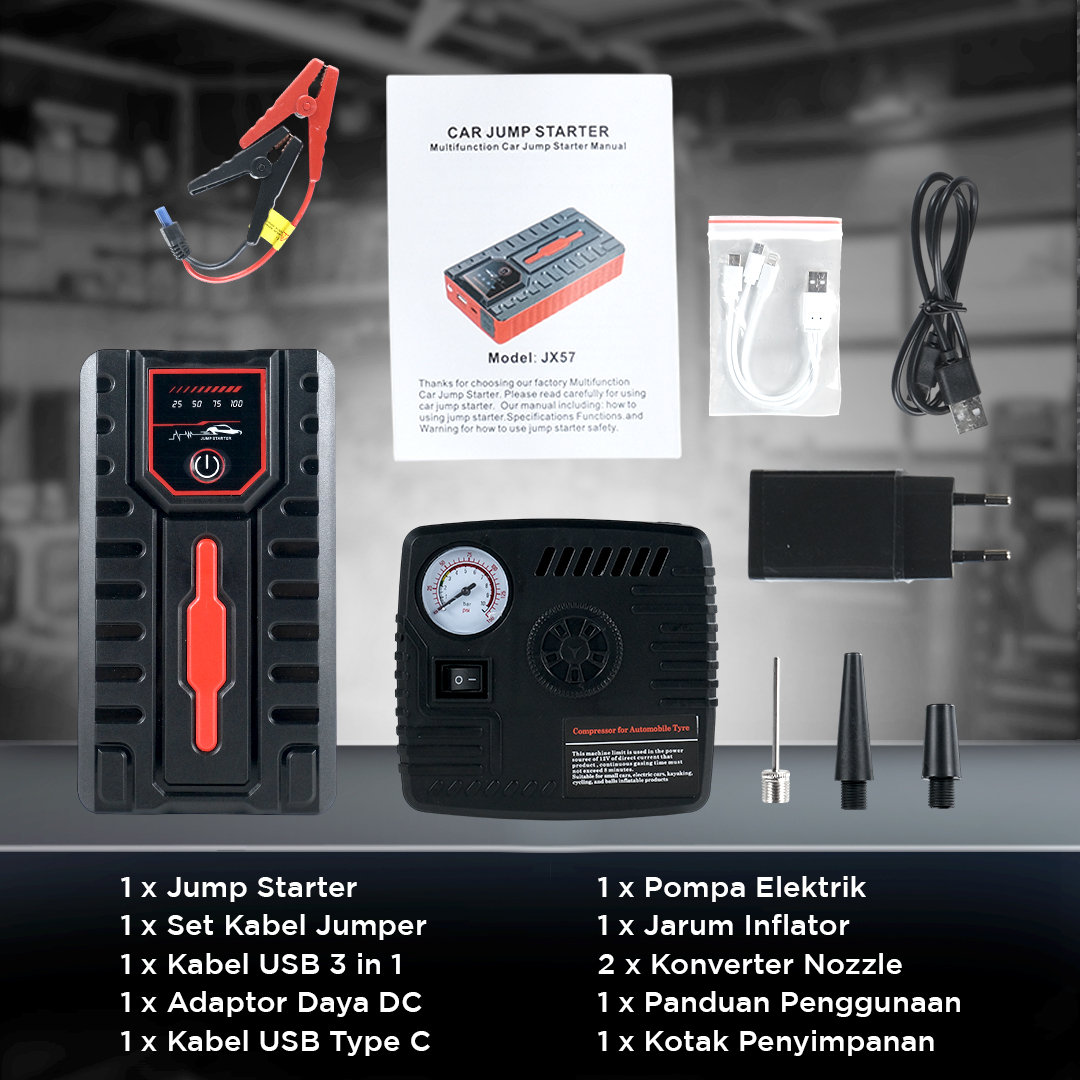 JXIANG POWER Jumper Aki Mobil Powerbank Luxury Jump Starter 10000mAh - JX-008B Gambar produk JXIANG POWER Jumper Aki Mobil Powerbank Luxury Jump Starter 10000mAh - JX-008B