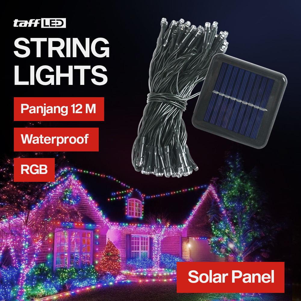 TaffLED Lampu Hias String Lights Solar 12M 100 LED RGB Waterproof - YY-3210 Gambar produk TaffLED Lampu Hias String Lights Solar 12M 100 LED RGB Waterproof - YY-3210