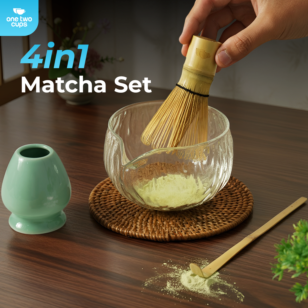 One Two Cups Matcha Set Chawan Chasen Stand Chashaku 470ml 4 PCS - S32 Gambar produk One Two Cups Matcha Set Chawan Chasen Stand Chashaku 470ml 4 PCS - S32